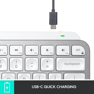 Logitech MX Keys Mini Minimalist Wireless Illuminated Keyboard, Compact, Bluetooth, Backlit, USB-C, Compatible with Apple macOS, iOS, Windows, Linux, Android, Metal Build - Pale Gray (Renewed)