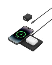 Load image into Gallery viewer, Belkin 2-in-1 Wireless Charging Pad with MagSafe 15W, Fast Charging iPhone Charger - Wireless Charging Station for iPhone 17, 16, 15, and 14 Series, AirPods, and Other MagSafe Enabled Devices - Black
