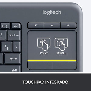 Logitech - Keyboard with Touchpad Logitech K400 Plus Black