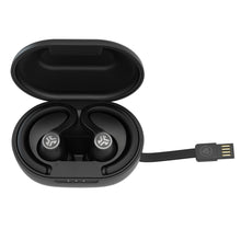 Load image into Gallery viewer, JLab Audio JBuds Air Sport True Wireless Bluetooth Earbuds + Charging Case - Black - IP66 Sweat Resistance - Class 1 Bluetooth 5 (Renewed)
