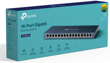 Load image into Gallery viewer, TP-Link 16 Port Gigabit Ethernet Network Switch, Desktop/ Wall-Mount, Fanless, Sturdy Metal w/ Shielded Ports, Traffic Optimization, Unmanaged, Limited Lifetime Protection (TL-SG116) Black
