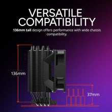 Load image into Gallery viewer, Cooler Master Hyper 411 Nano CPU Air Cooler, SickleFlow 92 PWM Fan, 4 Copper Heat Pipes, 136mm Tall, Sleek Top Cover, AMD Ryzen AM5|AM4, Intel LGA 1851|1700 Brackets
