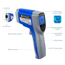 Load image into Gallery viewer, Etekcity Infrared Thermometer 1022D (Not for Human) Dual Laser Temperature Gun Non-contact-58℉~1022℉ (-50℃ ~ 550℃) with Adjustable Emissivity &amp; Max Measure, Standard Size, Blue &amp; Gray
