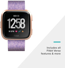 Load image into Gallery viewer, Fitbit Versa Special Edition Smartwatch with Woven Band - Lavender / Rose Gold (Renewed)
