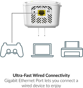 D-Link WiFi Range Extender Mesh Gigabit AC1750 Dual Band Plug in Wall Signal Booster Wireless or Ethernet Port Smart Home Access Point (DAP-1755-US) (Renewed)