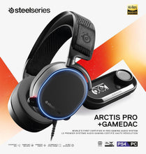 Load image into Gallery viewer, SteelSeries Arctis Pro + GameDAC Wired Gaming Headset - Certified Hi-Res Audio - Dedicated DAC and Amp - for PS5/PS4 and PC - Black
