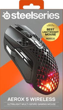 Load image into Gallery viewer, SteelSeries Aerox 5 Wireless Ergonomic 9-button TrueMove Air Sensor 18000 CPI Ultra-Lightweight Design Gaming Mouse - Black (Renewed)
