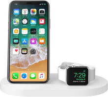 Load image into Gallery viewer, Belkin 3-In-1 Wireless Charging Station - Fast Wireless Charging For Apple Iphone 14, Iphone 13 &amp; Iphone 12 Series &amp; Apple Watch (All Series) - With Additional USB A Port For Multiple Devices (White)
