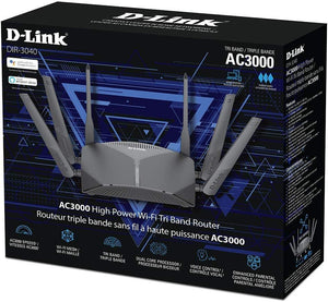 D-Link WiFi Router AC3000 Mesh Smart Internet Network Compatible with Alexa & Google Assistant, MU-MIMO Tri Band Gigabit Gaming Mesh (DIR-3040-US) (Renewed)