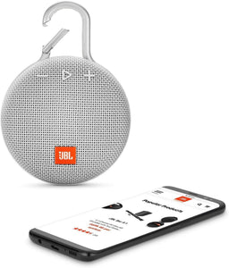 JBL Clip 3 Portable Bluetooth Waterproof Speaker - White (Renewed)