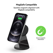 Load image into Gallery viewer, Belkin Magnetic Wireless Charger, (Power Supply Included) Wireless Charging Stand, Compatible with MagSafe for iPhone 12, 13, Pro, Pro Max, and Mini - Black
