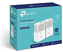 Load image into Gallery viewer, TP-Link AV1000 Gigabit Powerline ethernet Adapter kit, Power Outlet Pass-through, Powerline speeds Up to 1000Mbps (TL-PA7010P KIT) (Renewed)
