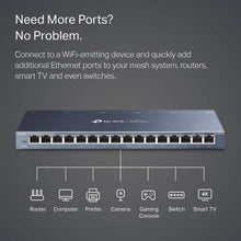 Load image into Gallery viewer, TP-Link Port Gigabit Ethernet Network Switch | Desktop/Wall-Mount | Lifetime Protection | Fanless | Sturdy Metal w/Shielded Ports | Traffic Optimization | Unmanaged (TL-SG116)
