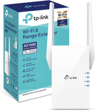 Load image into Gallery viewer, TP-Link AX1500 WiFi Extender Internet Booster, WiFi 6 Range Extender Covers up to 1500 sq.ft and 25 Devices,Dual Band up to 1.5Gbps Speed, AP Mode w/Gigabit Port, APP Setup, OneMesh Compatible(RE505X)
