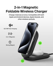 Load image into Gallery viewer, Belkin 3-in-1 MagSafe-Compatible iPhone Charger 15W, Foldable Magnetic Qi2-Certified Wireless Charging Station for iPhone 16, Apple Watch Series 10, AirPods 4, and More
