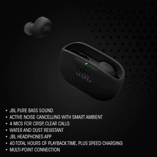 Load image into Gallery viewer, JBL Vibe Buds 2 - True Wireless Noise Cancelling Earbuds Pure Bass Sound &amp; Smart Ambient Technology, 4mics for Crisp, Clear Calls, up to 40Hrs of Playback. (Renewed)
