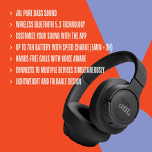 Load image into Gallery viewer, JBL T720BTBLK Tune 720BT Over The Ear Headphones - Black
