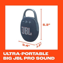 Load image into Gallery viewer, JBL Clip 5 - Ultra-PortaJBL Clip 5 - Ultra-Portable, Waterproof &amp; Dustproof Bluetooth Speaker, Big Pro Sound with Punchy bass, Integrated Carabiner, Up to 12 Hours of Play, (Black) (Renewed)
