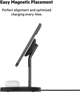 Belkin MagSafe 2-in-1 Wireless Charger, 15W Fast Charging iPhone Charger Stand for iPhone 13, 12, Pro, Pro Max, Mini, AirPods