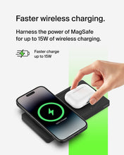 Load image into Gallery viewer, Belkin 2-in-1 Wireless Charging Pad with MagSafe 15W, Fast Charging iPhone Charger - Wireless Charging Station for iPhone 17, 16, 15, and 14 Series, AirPods, and Other MagSafe Enabled Devices - Black
