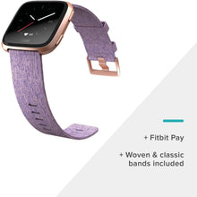 Load image into Gallery viewer, Fitbit Versa Special Edition Smartwatch with Woven Band - Lavender / Rose Gold (Renewed)
