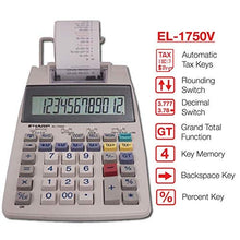 Load image into Gallery viewer, Sharp El1750V Plastic Solar Powered Printing calculator
