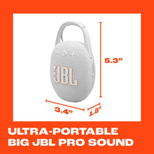 Load image into Gallery viewer, JBL Clip 5 - Ultra-Portable, Waterproof and Dustproof Bluetooth Speaker, Big JBL Pro Sound with Punchy bass, Integrated Carabiner, Up to 12 Hours of Play
