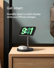 Load image into Gallery viewer, Belkin MagSafe 2-in-1 Wireless Charger, 15W Fast Charging iPhone Charger Stand for iPhone 13, 12, Pro, Pro Max, Mini, AirPods
