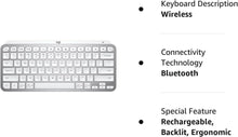Load image into Gallery viewer, Logitech MX Keys Mini Minimalist Wireless Illuminated Keyboard, Compact, Bluetooth, Backlit, USB-C, Compatible with Apple macOS, iOS, Windows, Linux, Android, Metal Build - Pale Gray (Renewed)
