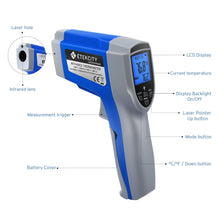 Load image into Gallery viewer, Etekcity Digital Thermometers Non-contact-58°F ~1022°F (-50°C ~ 550°C) ith Adjustable Emissivity &amp; Max Measure for Meat Refrigerator Pool Oven, Blue
