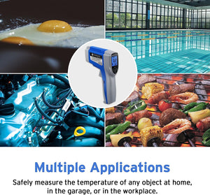 Etekcity Infrared Thermometer 1022D (Not for Human) Dual Laser Temperature Gun Non-contact-58℉~1022℉ (-50℃ ~ 550℃) with Adjustable Emissivity & Max Measure, Standard Size, Blue & Gray