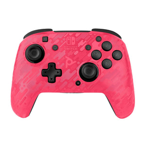PDP Gaming Faceoff Deluxe Wireless Switch Pro Controller - Pink Camo / Camouflage - Officially Licensed by Nintendo - Customizable buttons, sticks, triggers, and paddles - Motion Sensing Controllers