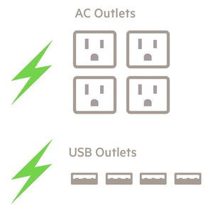 Belkin Power Strip Surge Protector - 4 Multiple Outlets & 4 USB Charger Ports, Cube Outlet Extender for MacBook, iPhone 11/12 Pro Max, Galaxy S20+/Note 20 Ultra, Home, Office, Travel & Desktop - Black