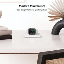 Load image into Gallery viewer, Belkin Apple Watch Charger - Fast Wireless Charging Pad - Travel Charger with Nightstand Mode - MagSafe Charging Station W/USB-C Cable Included for Apple Watch (All Models) - White
