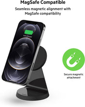 Load image into Gallery viewer, Belkin Magnetic Wireless Charger, (Power Supply Included) Wireless Charging Stand, Compatible with MagSafe for iPhone 12, 13, Pro, Pro Max, and Mini - Black
