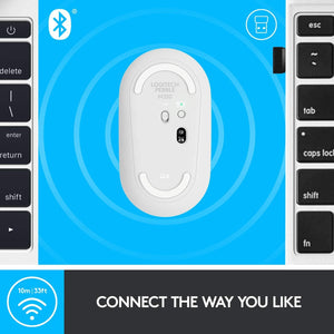 Logitech Pebble Wireless Mouse, Bluetooth or 2.4 GHz with USB Mini-Receiver, Silent, Slim Computer Mouse with Quiet Click for Laptop/Notebook/PC/Mac - White