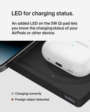 Load image into Gallery viewer, Belkin 2-in-1 Wireless Charging Pad with MagSafe 15W, Fast Charging iPhone Charger - Wireless Charging Station for iPhone 17, 16, 15, and 14 Series, AirPods, and Other MagSafe Enabled Devices - Black

