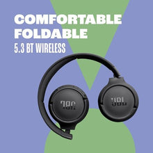 Load image into Gallery viewer, JBL Tune 520BT - Wireless On-Ear Headphones, Up to 57H battery life and speed charge, Lightweight, comfortable and foldable design, Hands-free calls with Voice Aware (Black) (Renewed)
