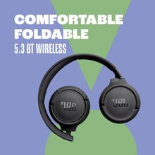 Load image into Gallery viewer, JBL Tune 520BT - Wireless On-Ear Headphones, Up to 57H battery life and speed charge, Lightweight, comfortable and foldable design, Hands-free calls with Voice Aware (Black) (Renewed)
