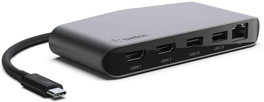 Belkin Thunderbolt 3 Dock Mini W/ Thunderbolt 3 Cable (Thunderbolt Dock for MacOS and Windows USB-C Laptops, Dual 4K @60Hz, 40Gbps Transfer Speeds), Thunderbolt Mini