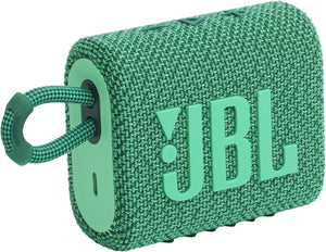 JBL Go 3 Eco: Portable Speaker with Bluetooth, Built-in Battery, Waterproof and Dustproof Feature - Green (Renewed)