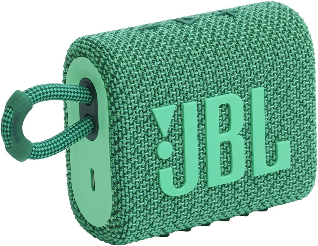 JBL Go 3 Eco: Portable Speaker with Bluetooth, Built-in Battery, Waterproof and Dustproof Feature - Green (Renewed)