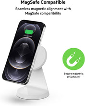 Load image into Gallery viewer, Belkin Magnetic Wireless Charger Stand - MagSafe Charger Compatible - Magnetic iPhone Charger - Wireless Charger - Works w/ Apple iPhone 14, iPhone 13 &amp; iPhone 12 - Power Supply Not Included - White
