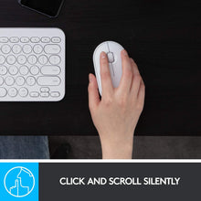 Load image into Gallery viewer, Logitech Pebble Wireless Mouse, Bluetooth or 2.4 GHz with USB Mini-Receiver, Silent, Slim Computer Mouse with Quiet Click for Laptop/Notebook/PC/Mac - White
