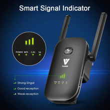 Load image into Gallery viewer, VANIN WiFi Range Extender -1200Mbps WiFi Repeater Wireless Signal Booster 2.4 &amp; 5GHz Dual Band WiFi Extender with 2 Gigabit Ethernet Port, AP &amp; Router Mode, 360°Full Coverage, Simple Setup
