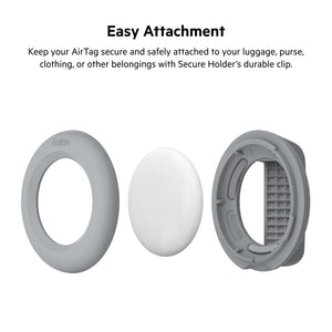 Belkin Apple AirTag Secure Holder with Clip - Durable Scratch Resistant Case Air Tag Spring Loaded Attach to Backpack, Clothing, and Luggage