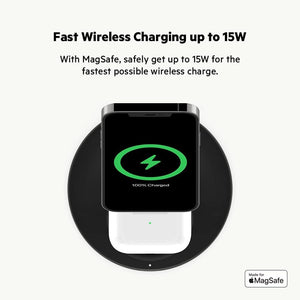 Belkin MagSafe 2-in-1 Wireless Charger, 15W Fast Charging iPhone Charger Stand for iPhone 13, 12, Pro, Pro Max, Mini, AirPods