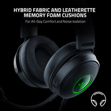 Load image into Gallery viewer, Razer Kraken V3 Wired USB Gaming Headset: Triforce Titanium 50mm Drivers - THX Spatial Audio - Chroma RGB Lighting - Hybrid Fabric &amp; Leatherette Memory Foam Cushions - Detachable HyperClear Mic (Renewed)
