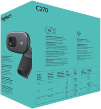 Load image into Gallery viewer, Logitech C270 Hd Webcam, 1280 Pixels X 720 Pixels, 1 Mpixel, Black
