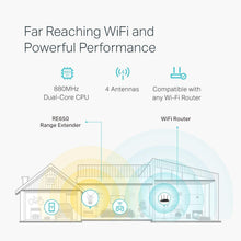 Load image into Gallery viewer, tp-link AC2600 Dual Band Wi-Fi Range Extender w/Gigabit Ethernet Port, Extends WiFi to Smart Home &amp; Alexa Devices, 4x4 MU-MIMO (RE650) (Renewed)
